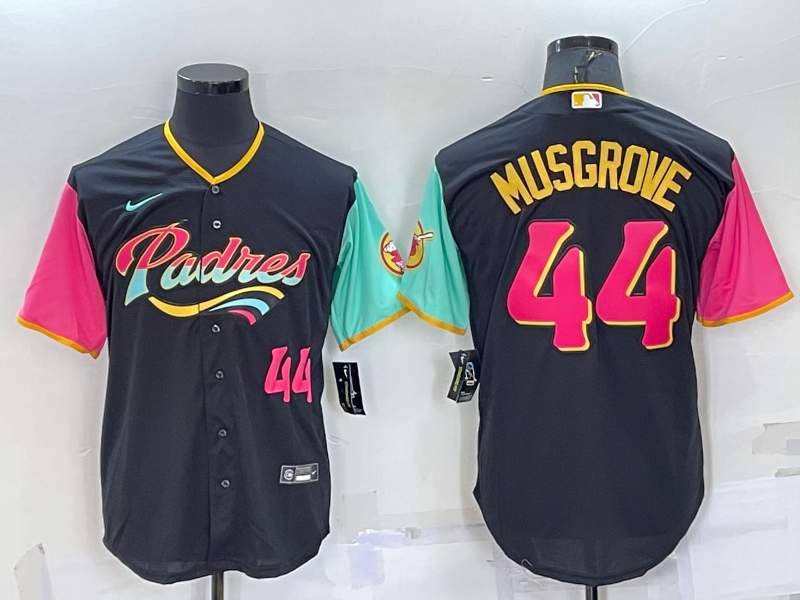 Men’s San Diego Padres Joe Musgrove #44 Black Stitched Jersey
