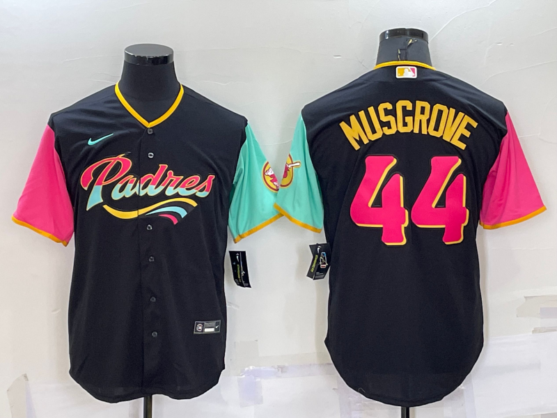 Men’s San Diego Padres Joe Musgrove #44 Black Stitched Jersey