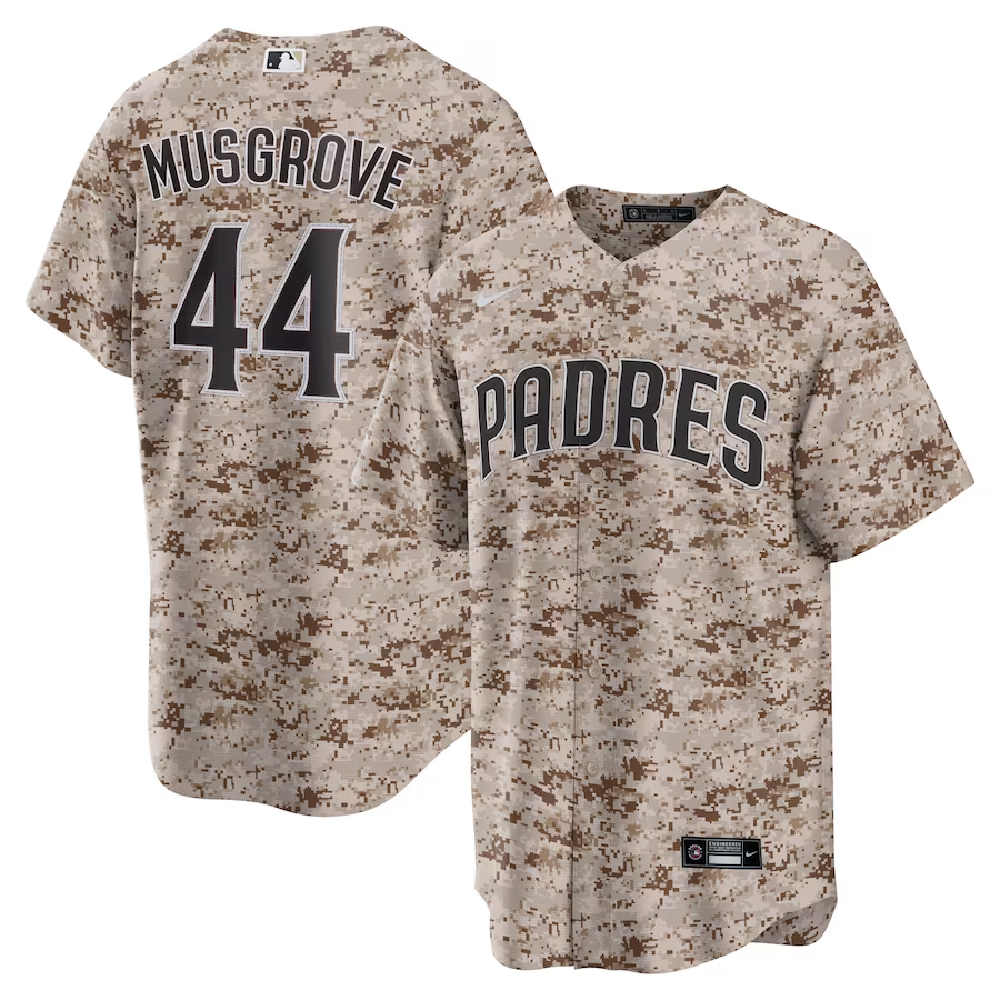 Men’s San Diego Padres Joe Musgrove #44 Camo USMC Alternate Jersey