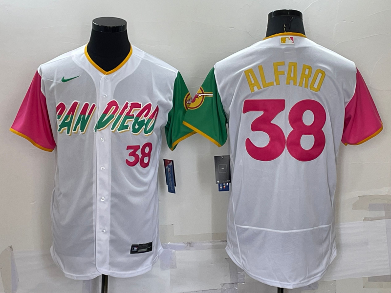 Men’s San Diego Padres Jorge Alfaro #38 White Stitched Jersey