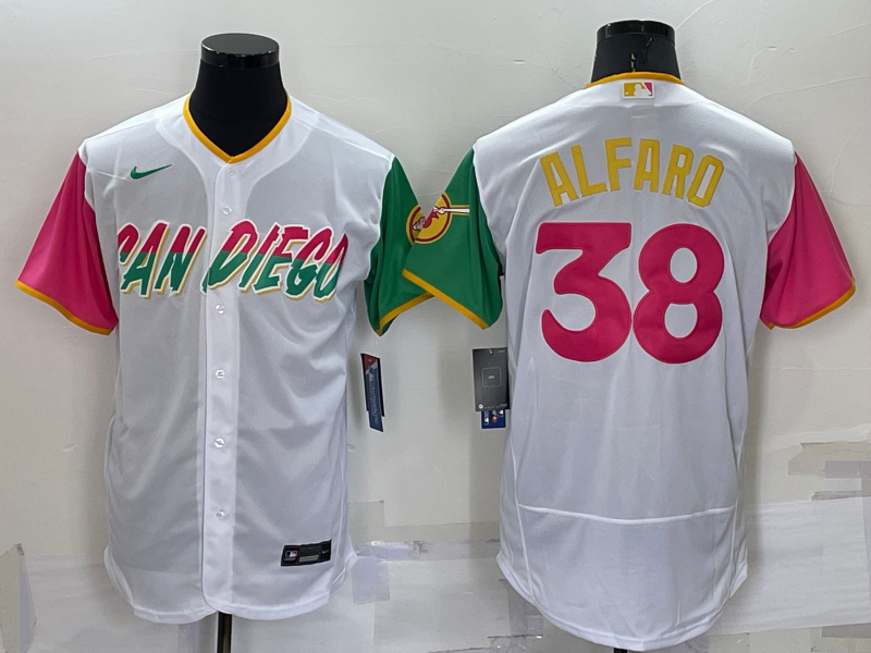 Men’s San Diego Padres Jorge Alfaro #38 White Stitched Jersey