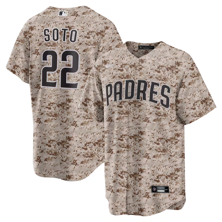 Men’s San Diego Padres Juan Soto #22 Camo USMC Alternate Jersey