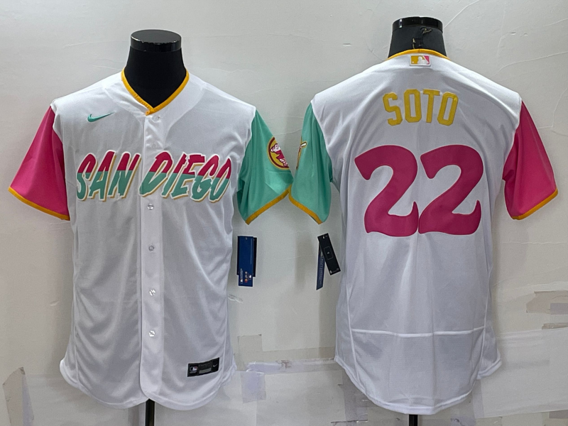Men’s San Diego Padres Juan Soto #22 White Stitched Jersey