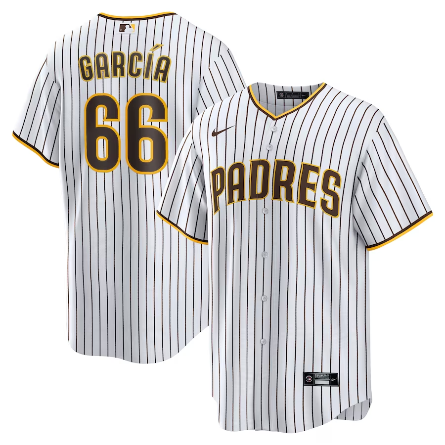 Men’s San Diego Padres Luis Garcia #66 White Home Jersey