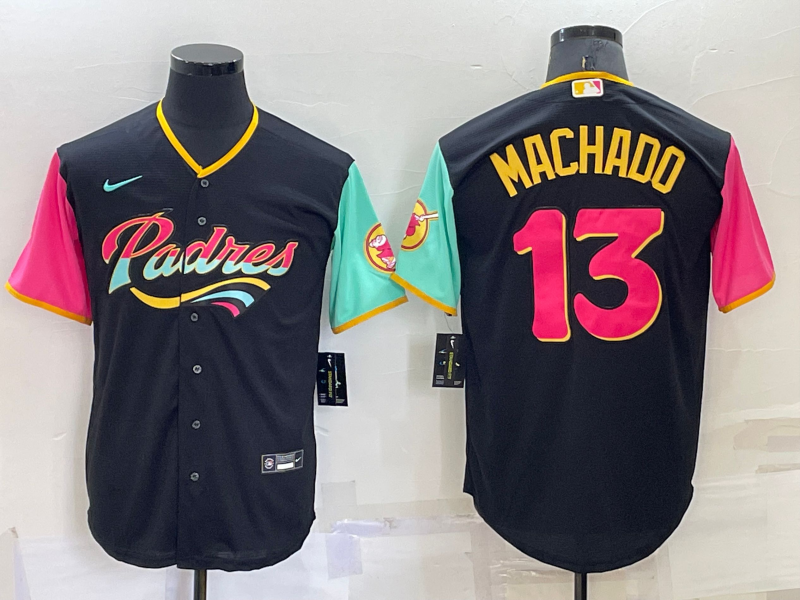 Men’s San Diego Padres Manny Machado #13 Black City Connect Jersey