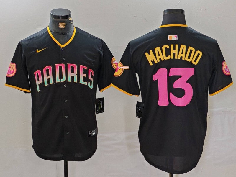 Men’s San Diego Padres Manny Machado #13 Black Jersey Joint Edition