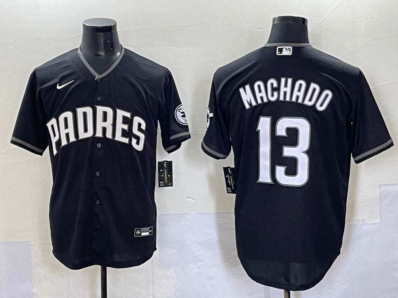 Men’s San Diego Padres Manny Machado #13 Black Lights Out Jersey