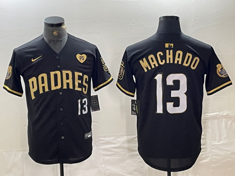 Men’s San Diego Padres Manny Machado #13 Black Limited Jersey
