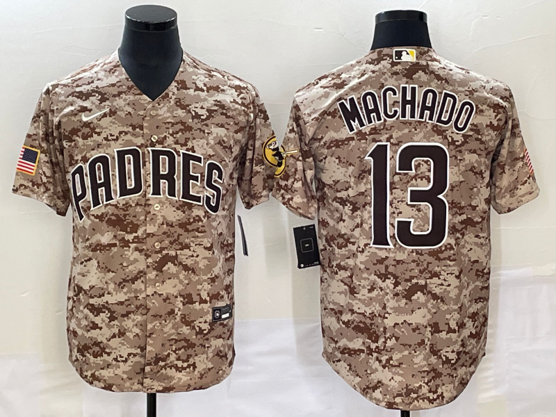 Men’s San Diego Padres Manny Machado #13 Camo USMC Alternate Jersey