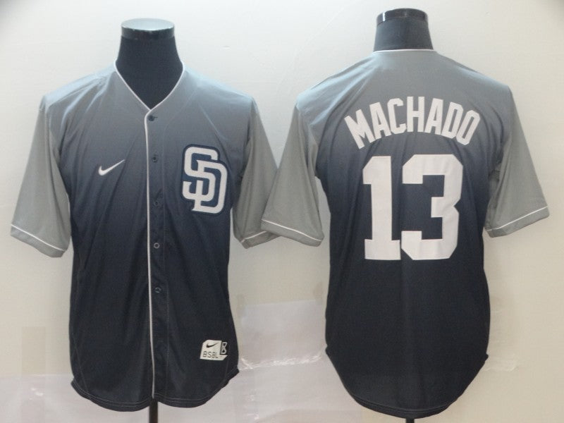 Men’s San Diego Padres Manny Machado #13 Grey White Gradient Stitched Jersey
