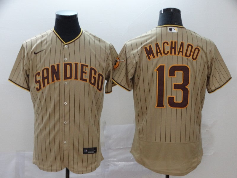 Men’s San Diego Padres Manny Machado #13 Khaki Stitched Jersey