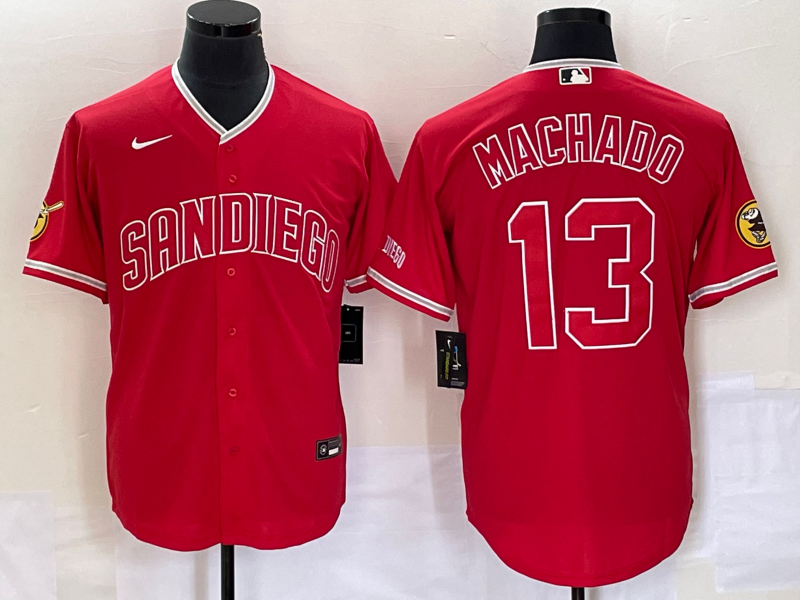 Men’s San Diego Padres Manny Machado #13 Red Jersey