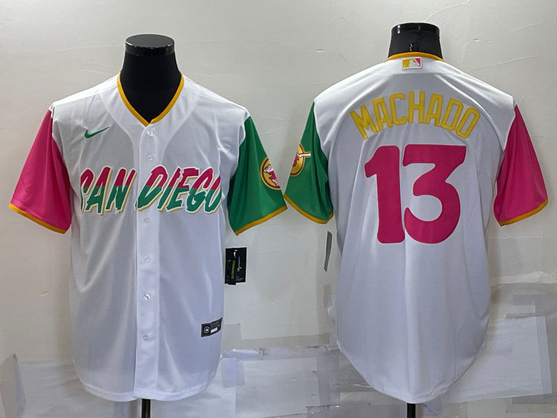 Men’s San Diego Padres Manny Machado #13 White Jersey