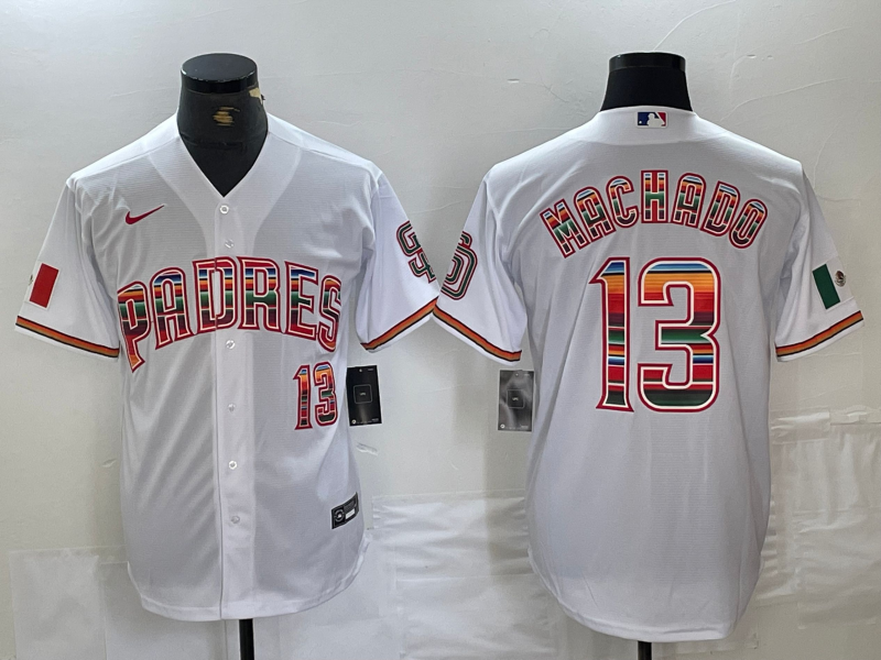 Men’s San Diego Padres Manny Machado #13 White Limited Jersey