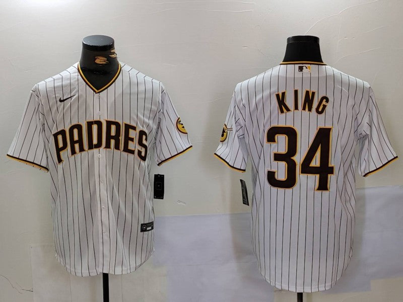 Men’s San Diego Padres Michael King #34 White Home Limited Jersey