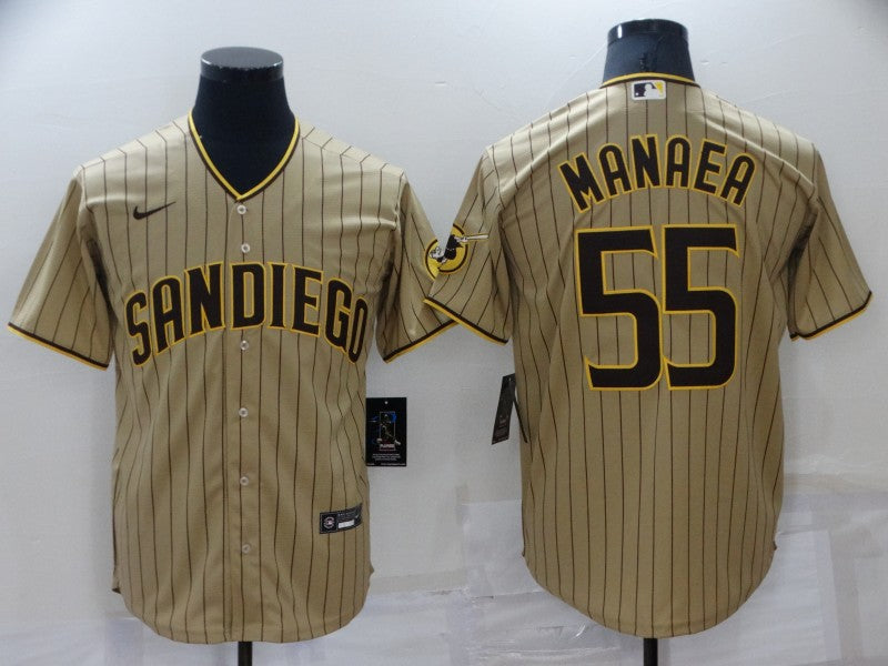 Men’s San Diego Padres Sean Manaea #55 Khaki Stitched Jersey