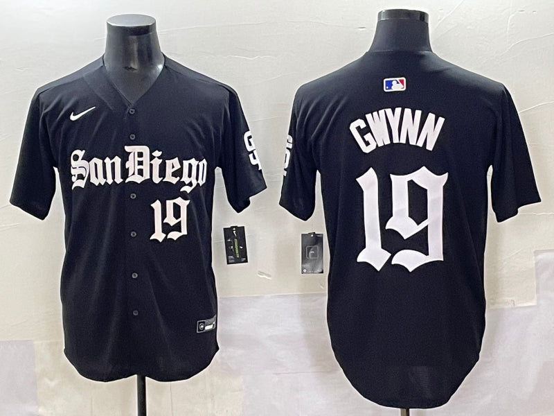 Men’s San Diego Padres Tony Gwynn #19 Black Jersey