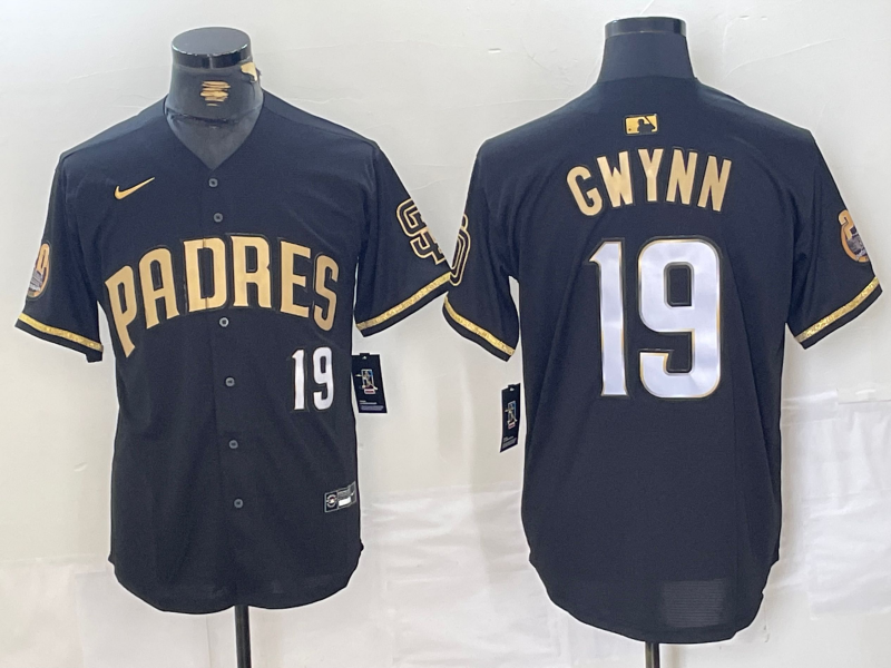 Men’s San Diego Padres Tony Gwynn #19 Black Jersey