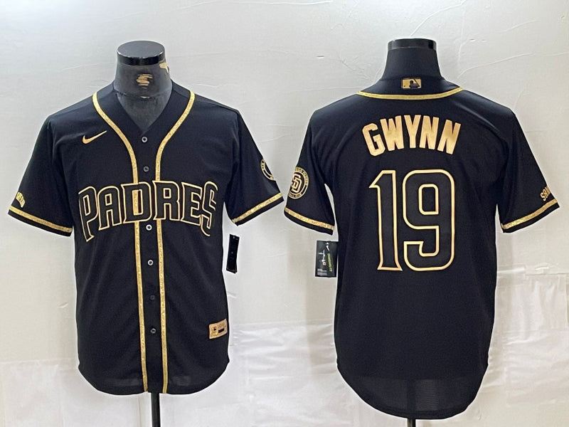 Men’s San Diego Padres Tony Gwynn #19 Black Stitched Jersey