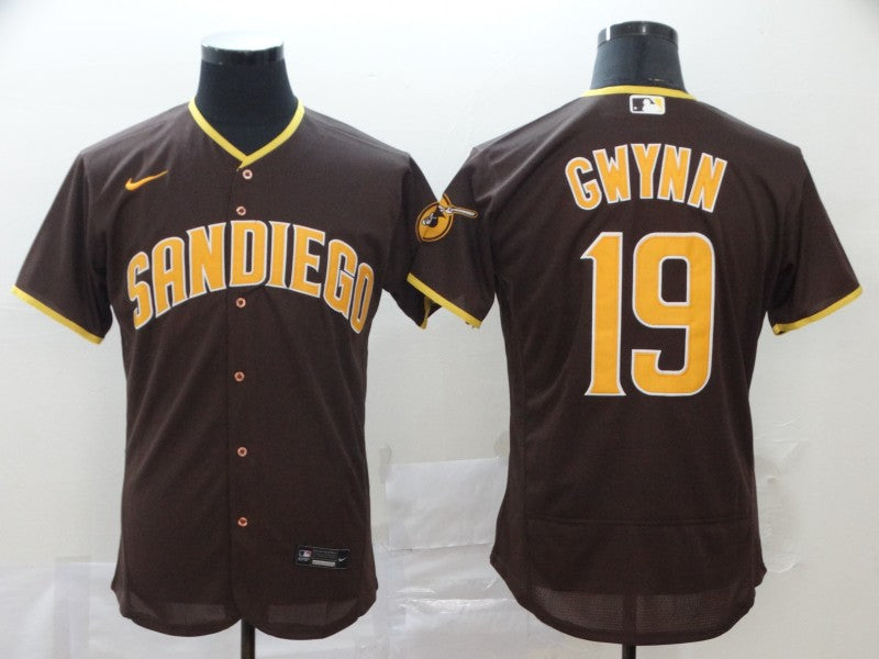 Men’s San Diego Padres Tony Gwynn #19 Brown Stitched Jersey