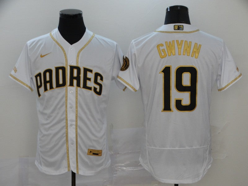 Men’s San Diego Padres Tony Gwynn #19 MLB White Stitched Jersey