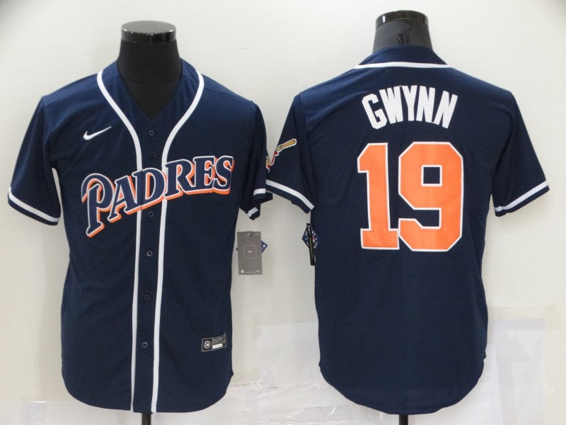Men’s San Diego Padres Tony Gwynn #19 Navy Stitched Jersey