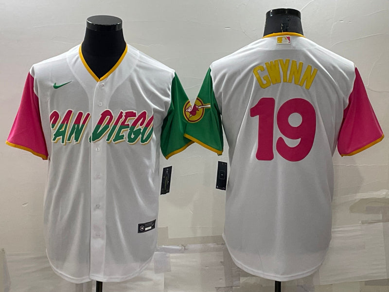 Men’s San Diego Padres Tony Gwynn #19 White Stitched Jersey