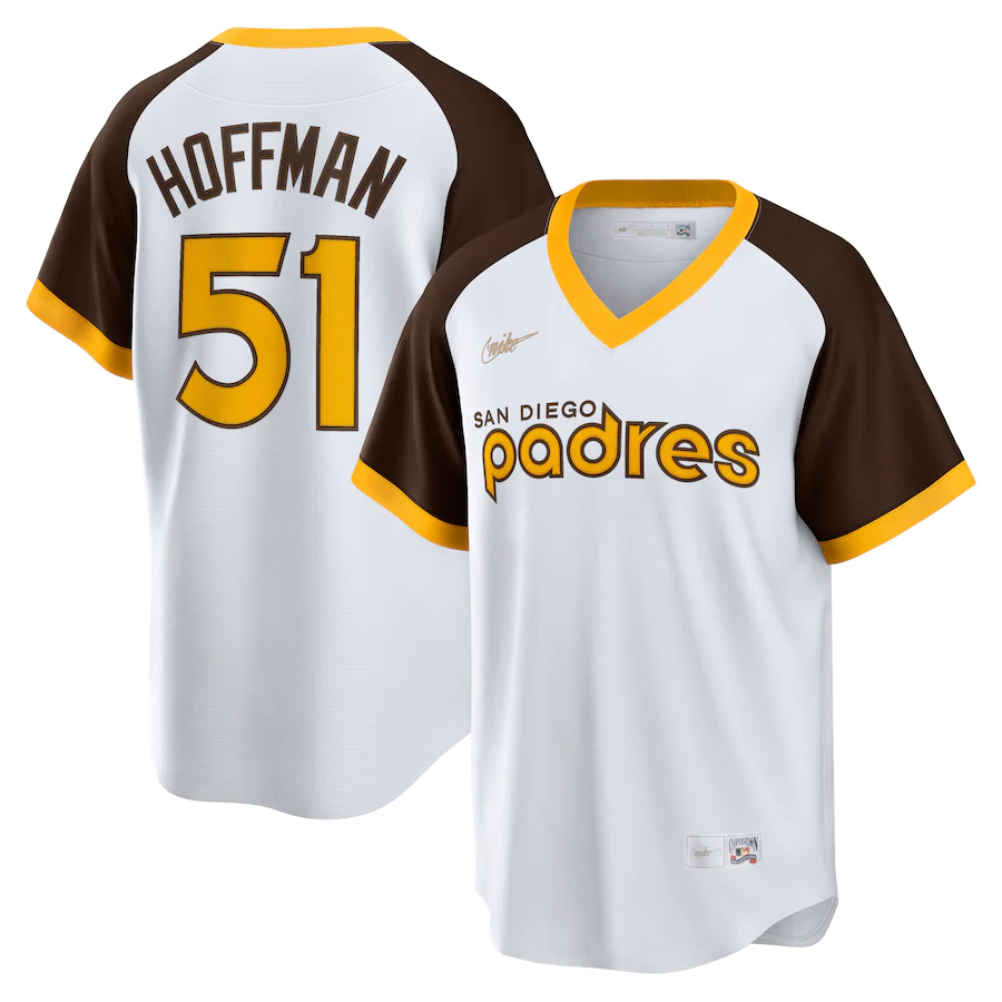 Men’s San Diego Padres Trevor Hoffman #51 White Home Cooperstown Collection Jersey