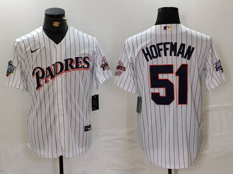 Men’s San Diego Padres Trevor Hoffman #51 White Jersey