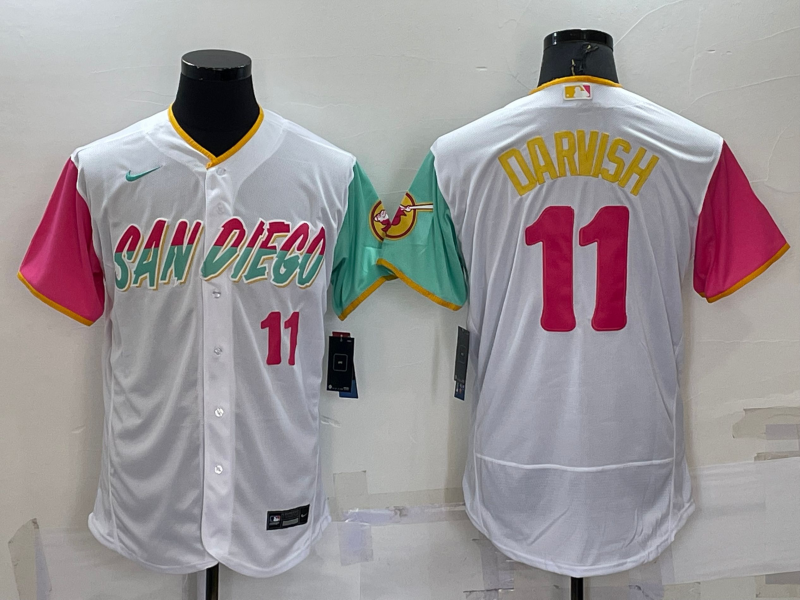 Men’s San Diego Padres Yu Darvish #11 White Stitched Jersey