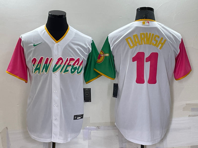 Men’s San Diego Padres Yu Darvish #11 White Stitched Jersey