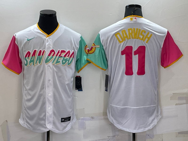 Men’s San Diego Padres Yu Darvish #11 White Stitched Jersey