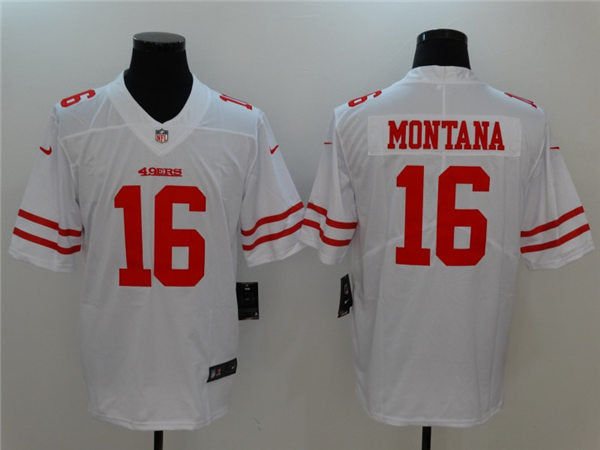 Men’s San Francisco 49ers #16 Joe Montana NFL Nike White Vapor Limited Player Jersey
