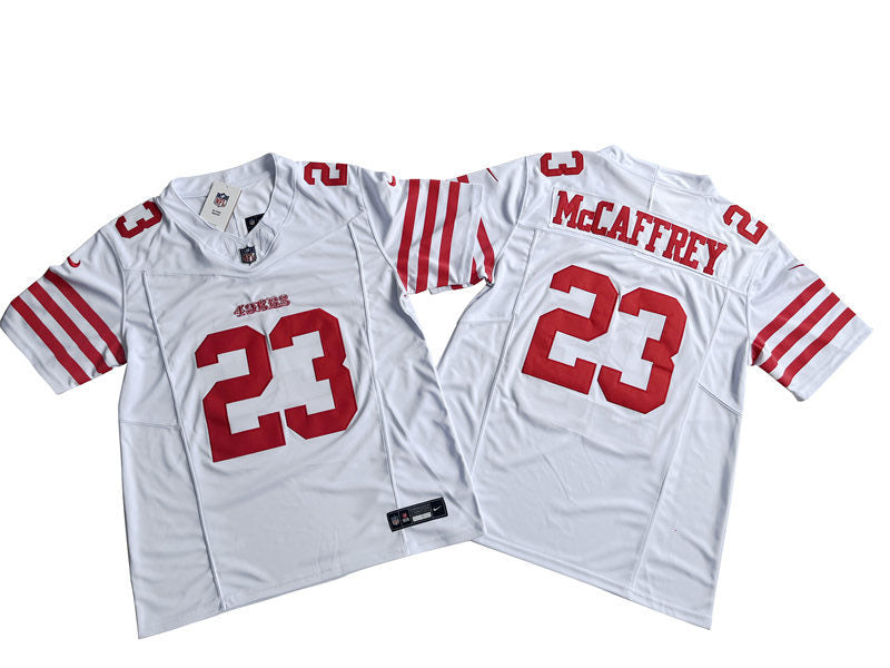 Men’s San Francisco 49ers #23 Christian McCaffrey Nike Home White F.U.S.E. Vapor Limited Jersey
