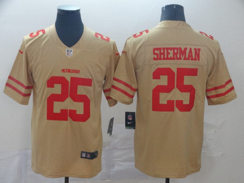 Men’s San Francisco 49ers #25 Richard Sherman Nike Gold Inverted Legend Jersey
