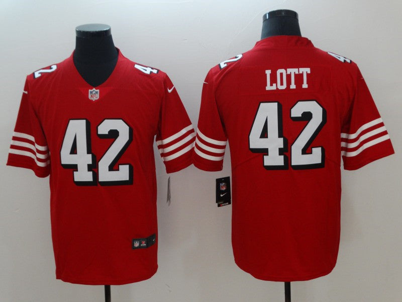 Men’s San Francisco 49ers #42 Ronnie Lott Nike Red Vapor Untouchable Color Rush Limited Player Jersey