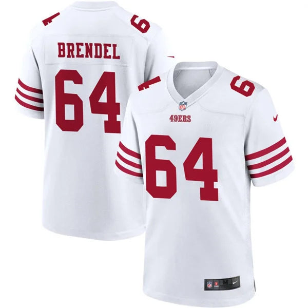 Mens San Francisco 49ers #64 Jake Brendel Nike Home White F.U.S.E. Vapor Limited Jersey