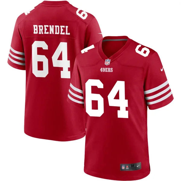 Mens San Francisco 49ers #64 Jake Brendel Nike Scarlet F.U.S.E. Vapor Limited Jersey