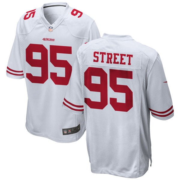 Mens San Francisco 49ers #95 Kentavius Street Nike White Vapor Limited Player Jersey