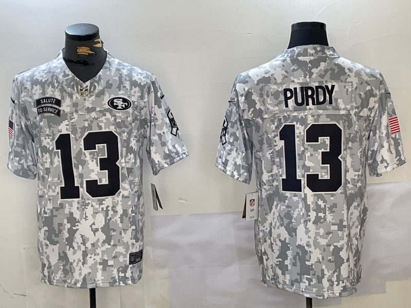 Men’s San Francisco 49ers Brock Purdy #13 Arctic Camo 2024 Salute to Service Limited Jersey