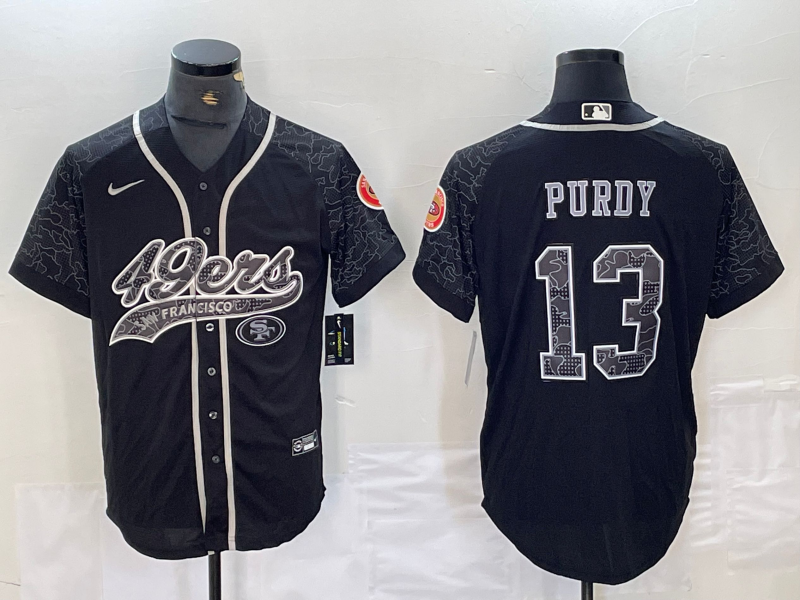 Men’s San Francisco 49ers Brock Purdy #13 Black RFLCTV Limited Jersey Joint Edition