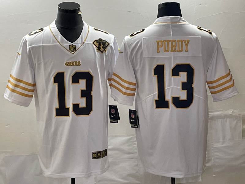 Men’s San Francisco 49ers Brock Purdy #13 White 75th Anniversary Jersey