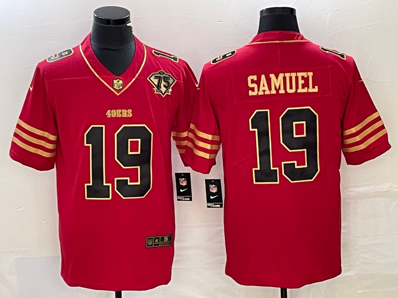 Men’s San Francisco 49ers Deebo Samuel #19 Red 75th Anniversary Jersey