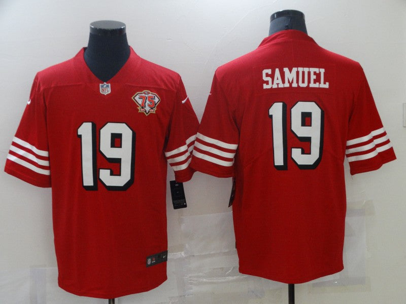 Men’s San Francisco 49ers Deebo Samuel #19 Red 75th Anniversary Jersey