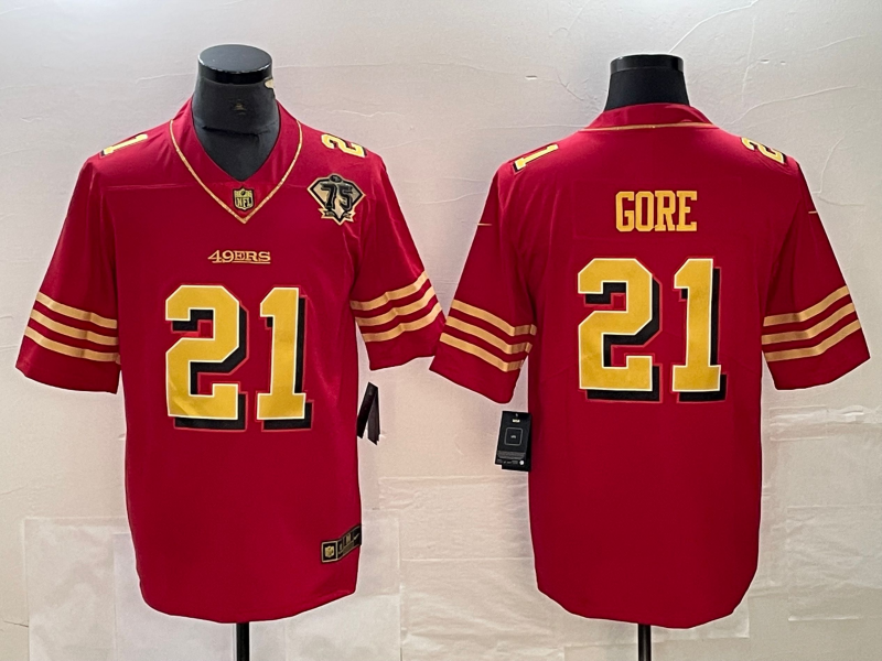 Men’s San Francisco 49ers Frank Gore #21 Red Jersey