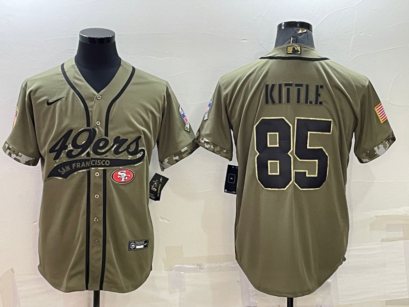 Men’s San Francisco 49ers George Kittle #85 Olive 2022 Salute To Service Retired Limited Jersey Joint Edition