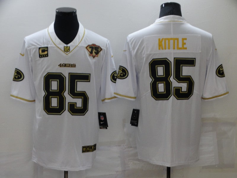Men’s San Francisco 49ers George Kittle #85 White 75th Anniversary Jersey