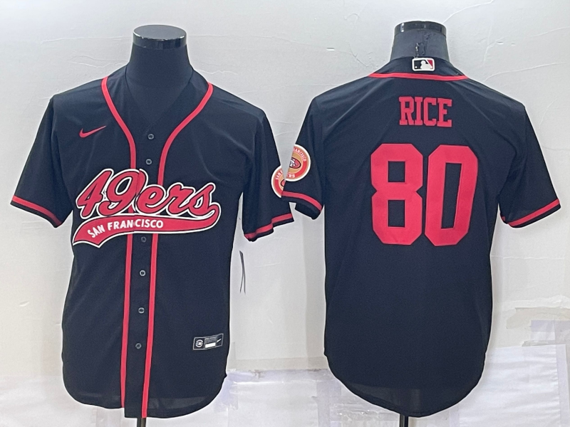 Men’s San Francisco 49ers Jerry Rice #80 Black Jersey Joint Edition