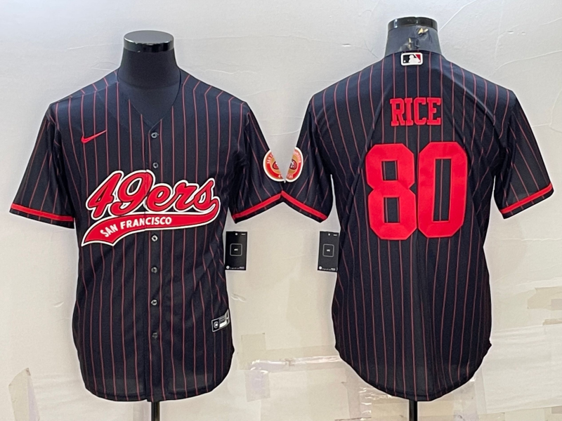 Men’s San Francisco 49ers Jerry Rice #80 Black Jersey Joint Edition