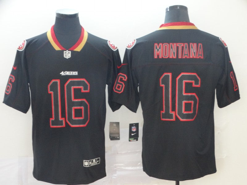 Men’s San Francisco 49ers Joe Montana #16 Black Jersey